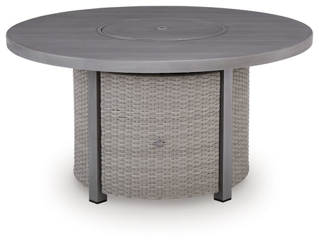 Half Moon Beach Gray Outdoor Fire Pit Table from Ashley Furniture - Luna Furniture