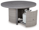 Half Moon Beach Gray Outdoor Fire Pit Table from Ashley - Luna Furniture