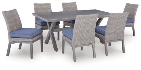 Half Moon Beach Outdoor Dining Table and 6 Chairs in Gray from Ashley - Luna Furniture