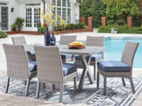 Half Moon Beach Outdoor Dining Table and 6 Chairs in Gray from Ashley - Luna Furniture