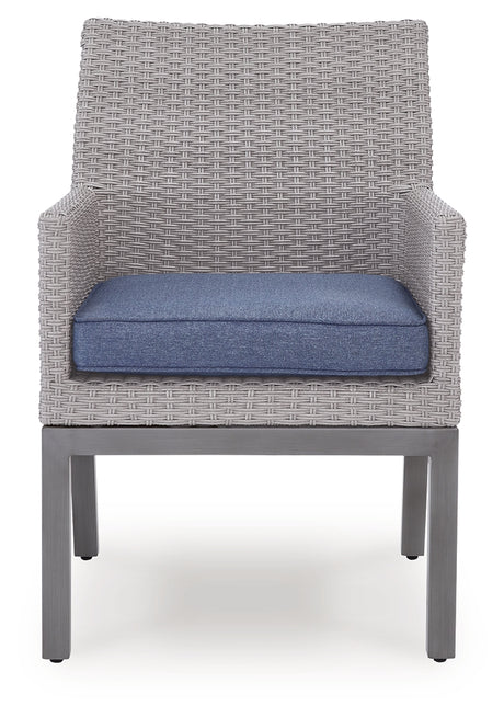 Half Moon Beach Outdoor Dining Table and 4 Chairs in Gray from Ashley Furniture - Luna Furniture
