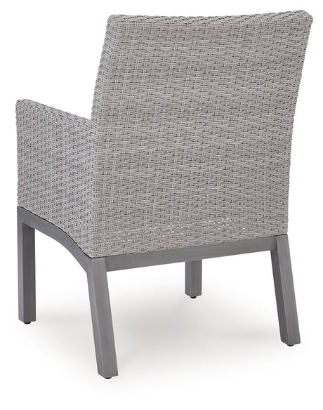 Half Moon Beach Outdoor Dining Table and 4 Chairs in Gray from Ashley Furniture - Luna Furniture
