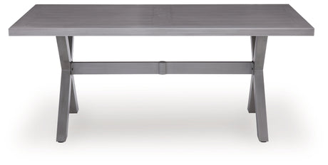 Half Moon Beach Outdoor Dining Table and 4 Chairs in Gray from Ashley Furniture - Luna Furniture