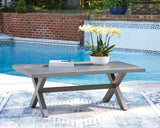 Half Moon Beach Outdoor Sofa and 2 Chairs with Coffee Table in Blue/Gray from Ashley - Luna Furniture