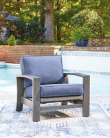 Half Moon Beach Outdoor Sofa and 2 Chairs with Coffee Table in Blue/Gray from Ashley - Luna Furniture