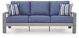 Half Moon Beach Outdoor Sofa and Loveseat in Blue/Gray from Ashley - Luna Furniture