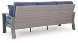 Half Moon Beach Outdoor Sofa and Loveseat in Blue/Gray from Ashley - Luna Furniture