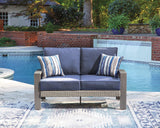 Half Moon Beach Outdoor Sofa and Loveseat in Blue/Gray from Ashley - Luna Furniture