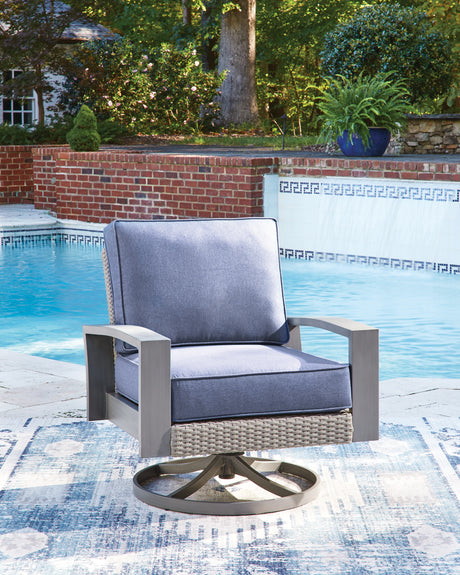 Half Moon Beach Outdoor Sofa with 2 Lounge Chairs in Blue/Gray from Ashley - Luna Furniture