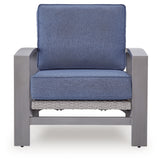 Half Moon Beach Outdoor Sofa with 2 Lounge Chairs in Blue/Gray from Ashley Furniture - Luna Furniture