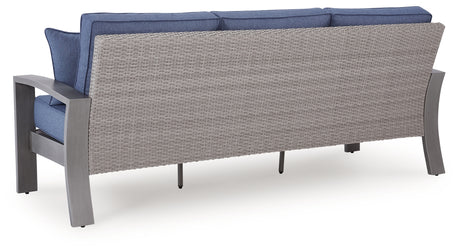 Half Moon Beach Outdoor Sofa with 2 Lounge Chairs in Blue/Gray from Ashley Furniture - Luna Furniture