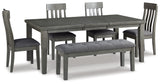 Hallanden Two-tone Gray Dining Table and 4 Chairs and Bench from Ashley - Luna Furniture