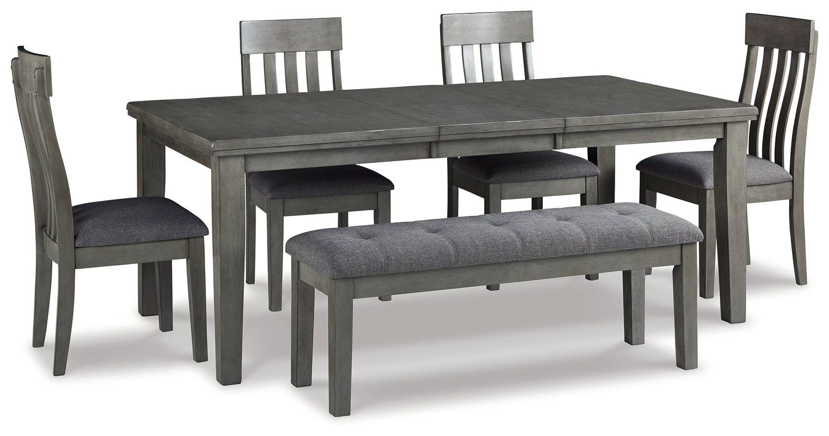 Hallanden Two-tone Gray Dining Table and 4 Chairs and Bench from Ashley - Luna Furniture
