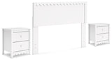 Hallityn Full Panel Headboard with 2 Nightstands in White from Ashley - Luna Furniture