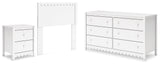 Hallityn Twin Panel Headboard with Dresser and Nightstand in White from Ashley - Luna Furniture
