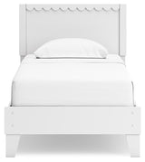 Hallityn Twin Panel Platform Bed with Dresser, Chest and 2 Nightstands in White from Ashley - Luna Furniture