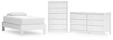 Hallityn Twin Platform Bed with Dresser and Chest in White from Ashley - Luna Furniture