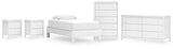 Hallityn Twin Platform Bed with Dresser, Chest and 2 Nightstands in White from Ashley - Luna Furniture