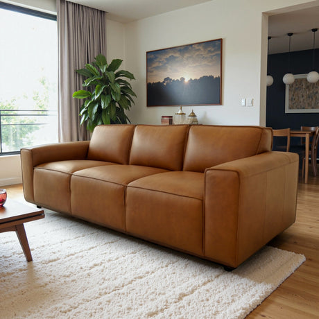 Huntington Tan Genuine Leather Sofa from Ashcroft Furniture - Luna Furniture