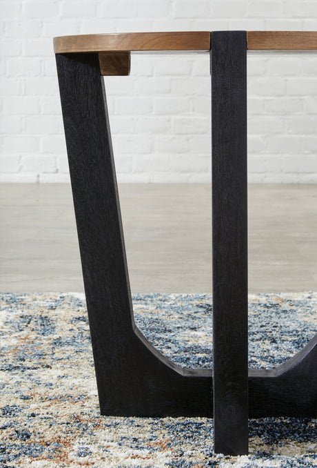 Hanneforth Coffee Table with 2 End Tables in Brown/Black from Ashley - Luna Furniture