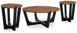 Hanneforth Coffee Table with 2 End Tables in Brown/Black from Ashley - Luna Furniture