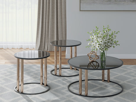 Hannerly Black/Gold Finish Table (Set of 3) from Ashley - Luna Furniture