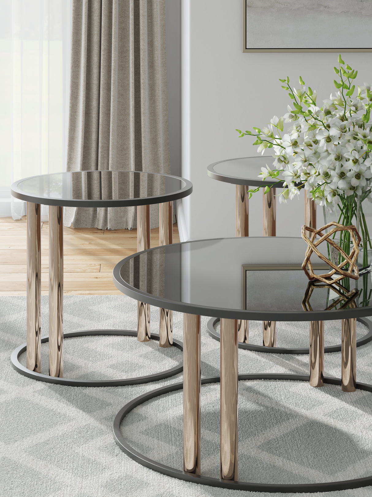 Hannerly Black/Gold Finish Table (Set of 3) from Ashley - Luna Furniture