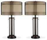 Hanswell 2-Piece Table Lamp Set in Dark Brown from Ashley - Luna Furniture