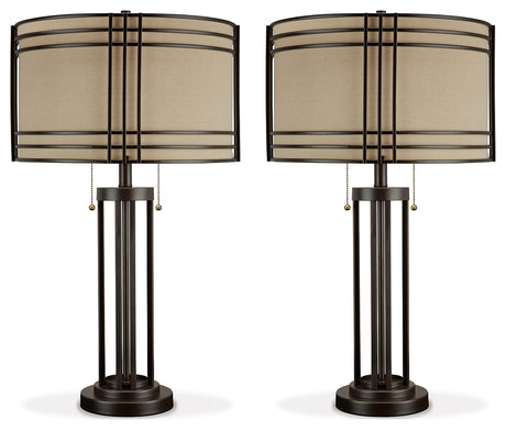 Hanswell 2-Piece Table Lamp Set in Dark Brown from Ashley - Luna Furniture