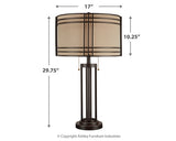 Hanswell 2-Piece Table Lamp Set in Dark Brown from Ashley - Luna Furniture