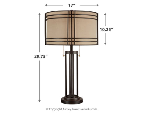 Hanswell 2-Piece Table Lamp Set in Dark Brown from Ashley Furniture - Luna Furniture
