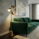 Harmony Brassed Gold Floor Lamp with Rotary Switch Triple Spots Metal Block Base from Ashcroft Furniture - Luna Furniture