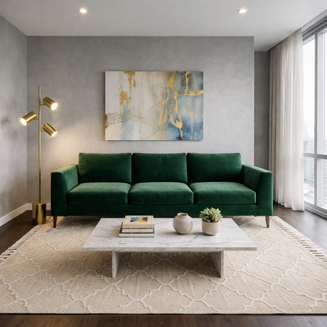 Harmony Brassed Gold Floor Lamp with Rotary Switch Triple Spots Metal Block Base from Ashcroft Furniture - Luna Furniture