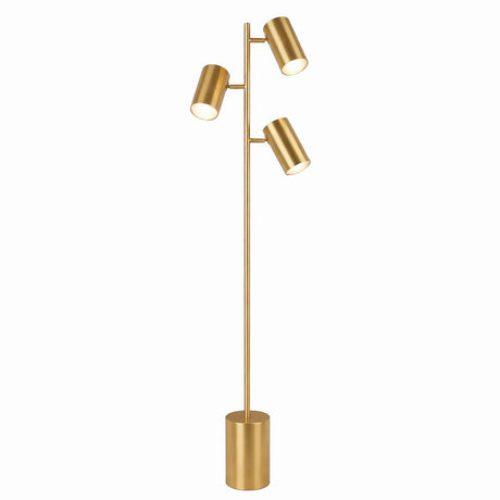 Harmony Brassed Gold Floor Lamp with Rotary Switch Triple Spots Metal Block Base from Ashcroft Furniture - Luna Furniture