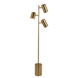 Harmony Brassed Gold Floor Lamp with Rotary Switch Triple Spots Metal Block Base from Midinmod - Luna Furniture