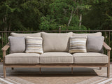 Harmony Headlands Natural/Gray Outdoor Sofa with Cushion from Ashley - Luna Furniture