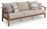 Harmony Headlands Natural/Gray Outdoor Sofa with Cushion from Ashley - Luna Furniture