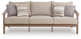Harmony Headlands Natural/Gray Outdoor Sofa with Cushion from Ashley - Luna Furniture