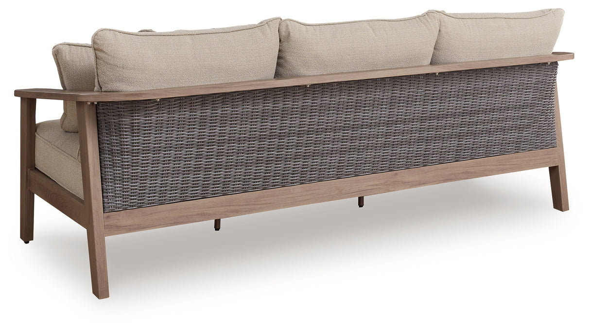 Harmony Headlands Natural/Gray Outdoor Sofa with Cushion from Ashley - Luna Furniture