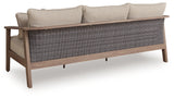 Harmony Headlands Natural/Gray Outdoor Sofa with Cushion from Ashley - Luna Furniture