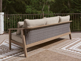 Harmony Headlands Natural/Gray Outdoor Sofa with Cushion from Ashley - Luna Furniture