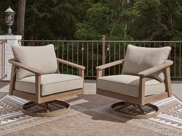 Harmony Headlands Natural/Gray Outdoor Swivel Lounge with Cushion