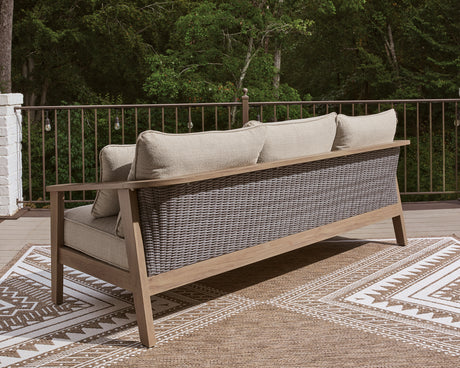 Harmony Headlands Outdoor Sofa and Loveseat in Natural/Gray from Ashley - Luna Furniture