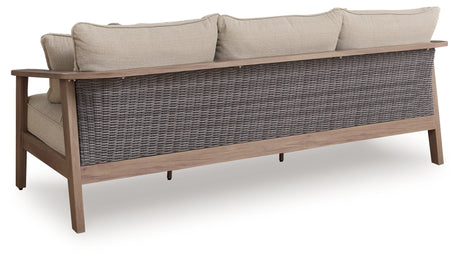 Harmony Headlands Outdoor Sofa and Loveseat with Coffee Table in Natural/Gray from Ashley Furniture - Luna Furniture