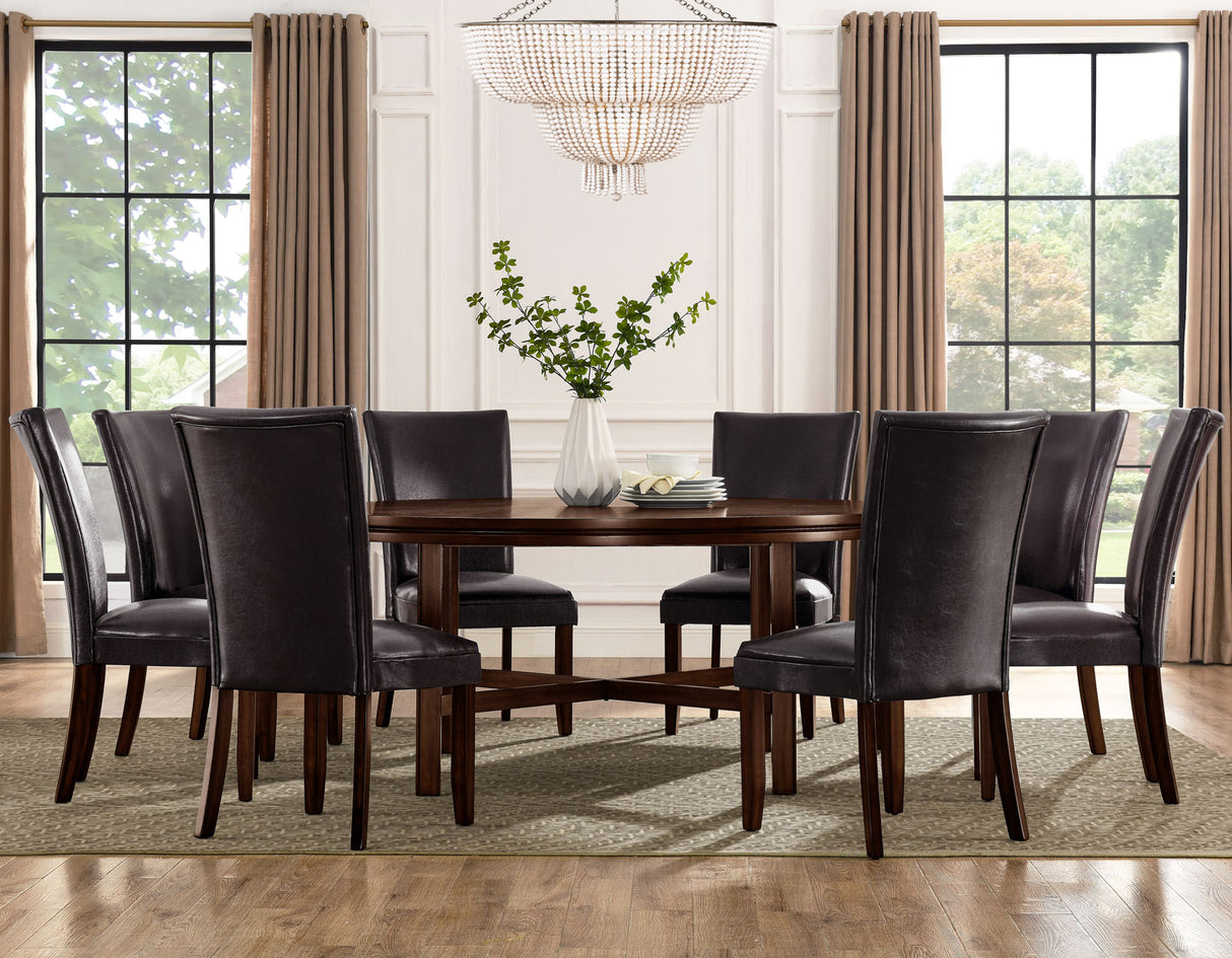 Hartford Espresso Brown Round Dining Room Set with Lazy Susan from Steve Silver - Luna Furniture
