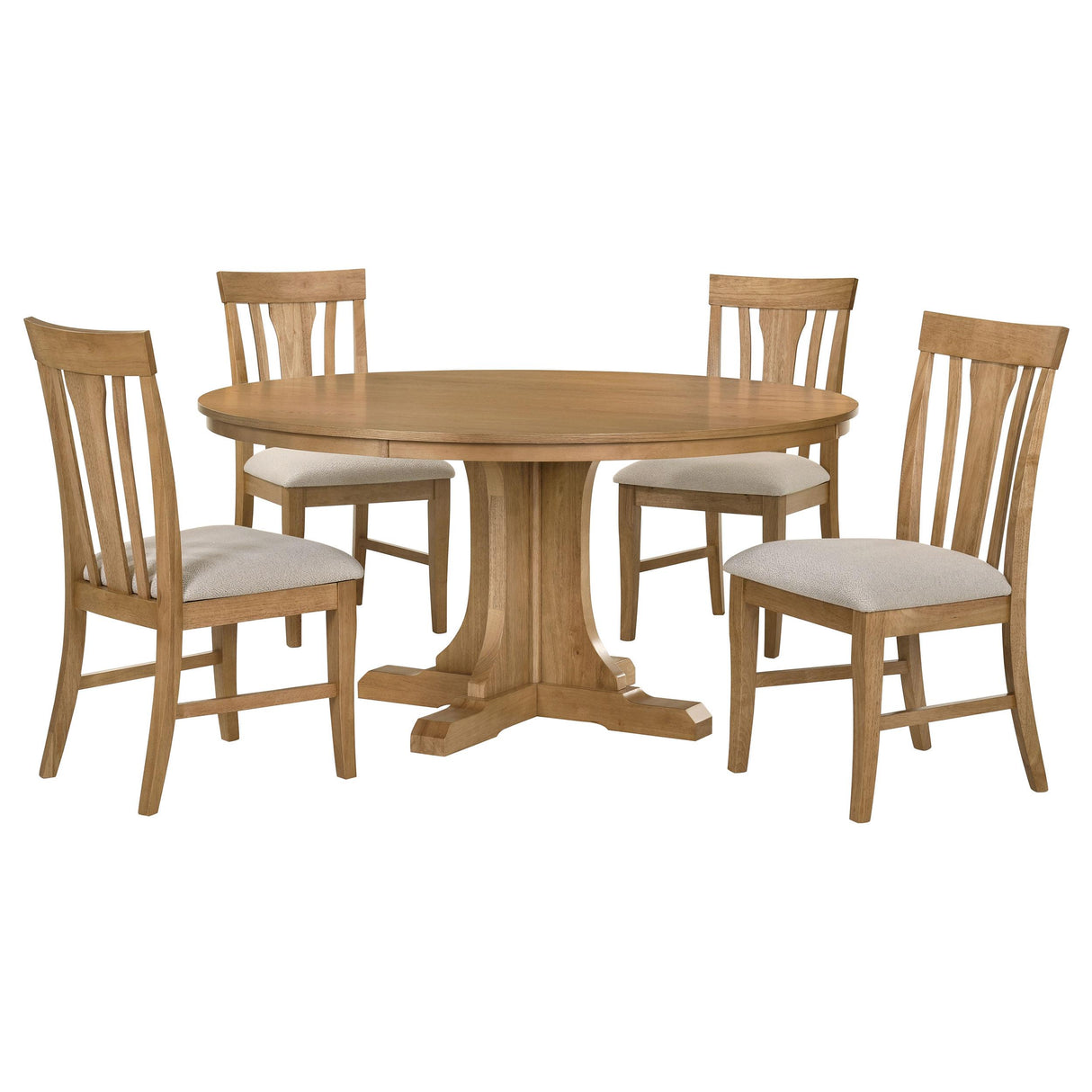 Hartville Natural Light Brown 5-Piece Round Dining Room Set from Coaster - Luna Furniture