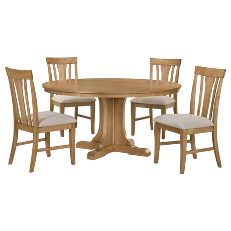 Hartville Natural Light Brown 5-Piece Round Dining Room Set from Coaster - Luna Furniture