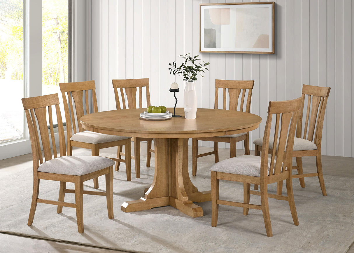 Hartville Natural Light Brown 7-Piece Round Dining Room Set from Coaster - Luna Furniture