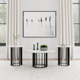 Haven Black 3-Piece Round Marble Coffee and End Table Set from Coaster - Luna Furniture