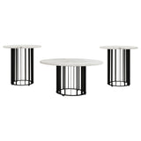Haven Black 3-Piece Round Marble Coffee and End Table Set from Coaster - Luna Furniture